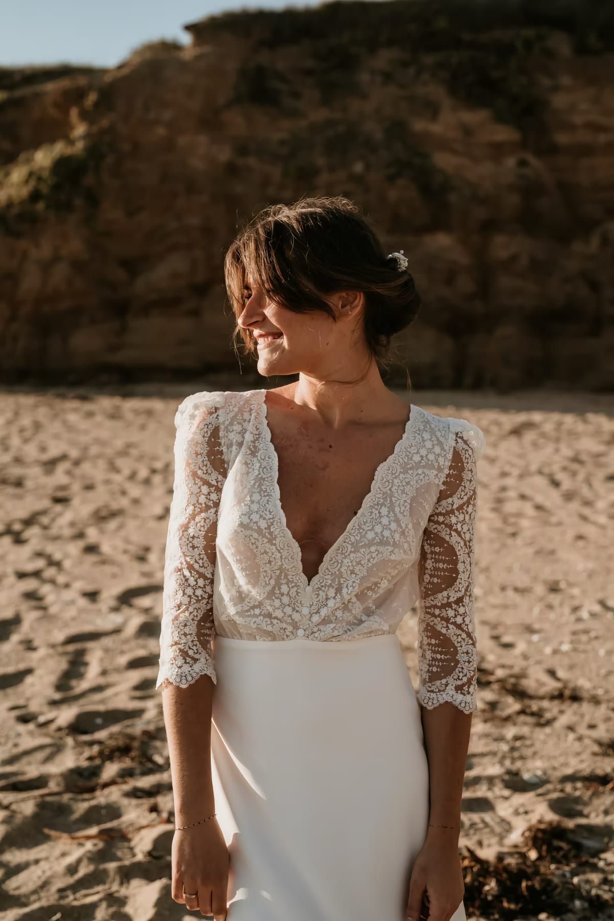 robe de mariée Claudine création disponible chez Melody Nelson à Erpent, Namur, Belgique